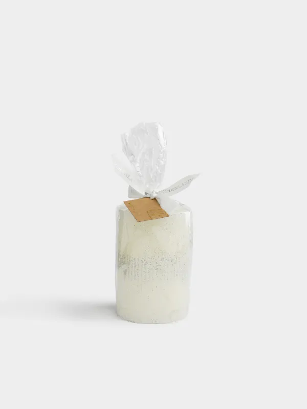 Свеча, 7x10 см, цилиндрическая, с блестками, Ribbed candle, image-2