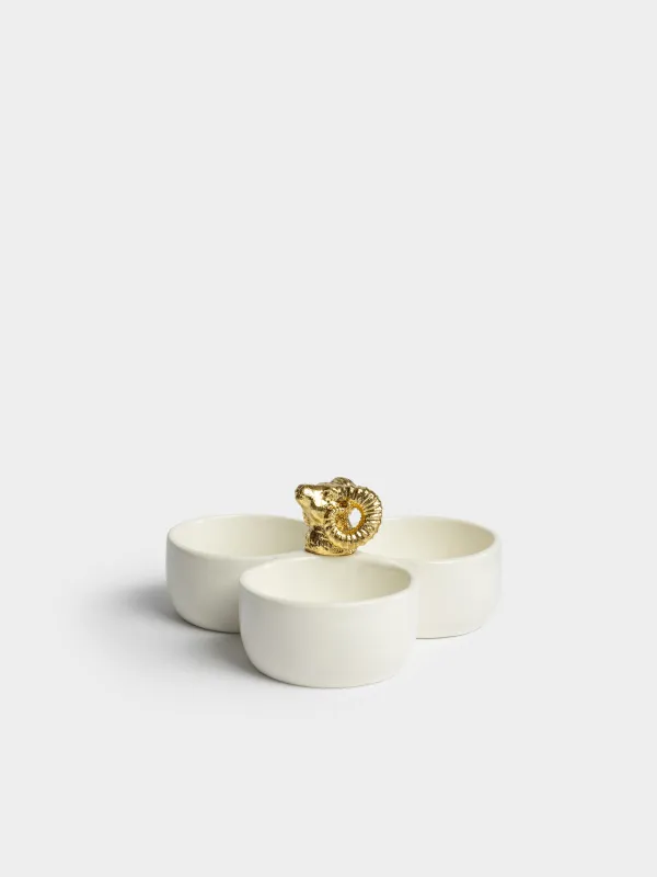 Менажница, с декором, 17 см, Золотистый баран, Sheep gold, image-0
