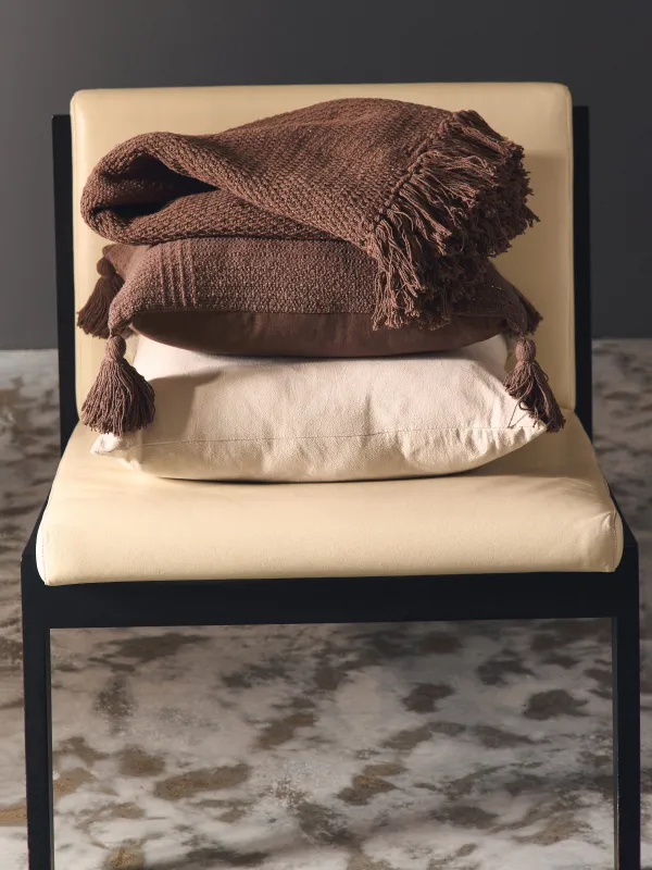 Плед, 130x170 см, с бахромой, хлопок/люрекс, коричневый, Клетка, Strike, image-5