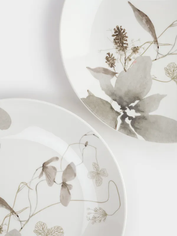 Тарелка закусочная, 23 см, 2 шт, фарфор N, Серые цветы, Watercolor, image-3