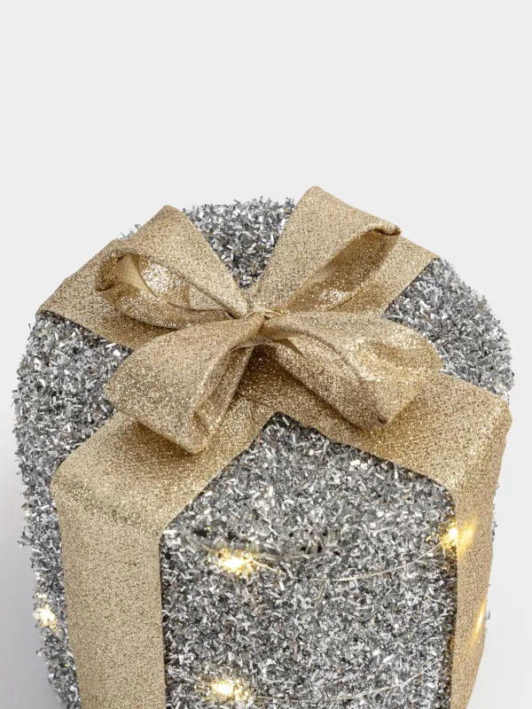 Статуэтка с подсветкой, 15 см, полиэстер/металл, круглая, серебристая, Подарок, Frosty sparks, image-1