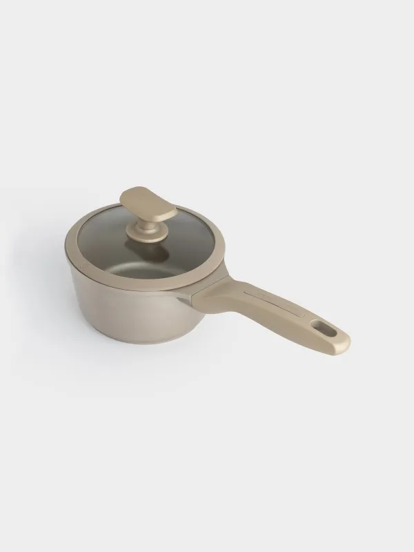 Ковш, 16 см, 1,4 л, с крышкой, с покрытием, алюминий, серо-бежевый, Dainty, image-2