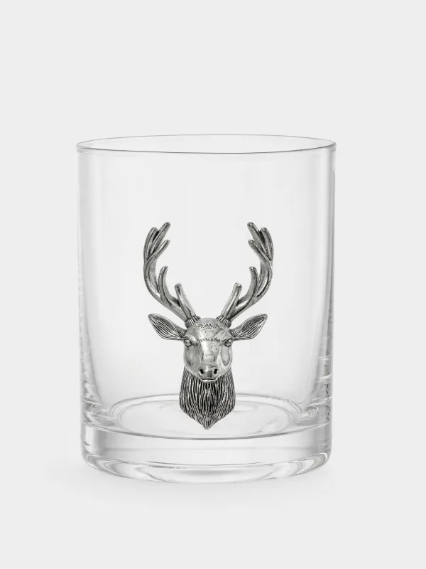 Стакан для виски, 10 см, 340 мл, 2 шт, стекло/металл, Серебристый олень, Lux elements, image-3