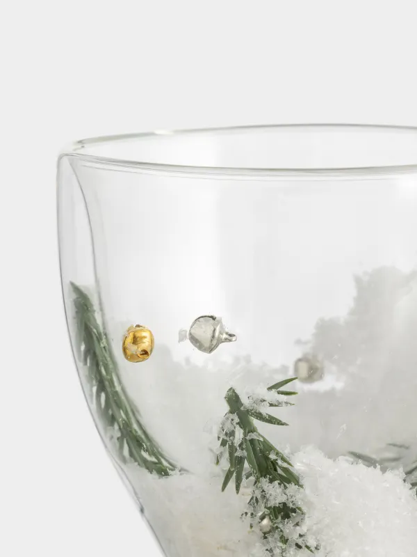 Кружка, 300 мл, 2 шт, стекло Б, с еловыми ветками и колокольчиками внутри, Air decor, image-2