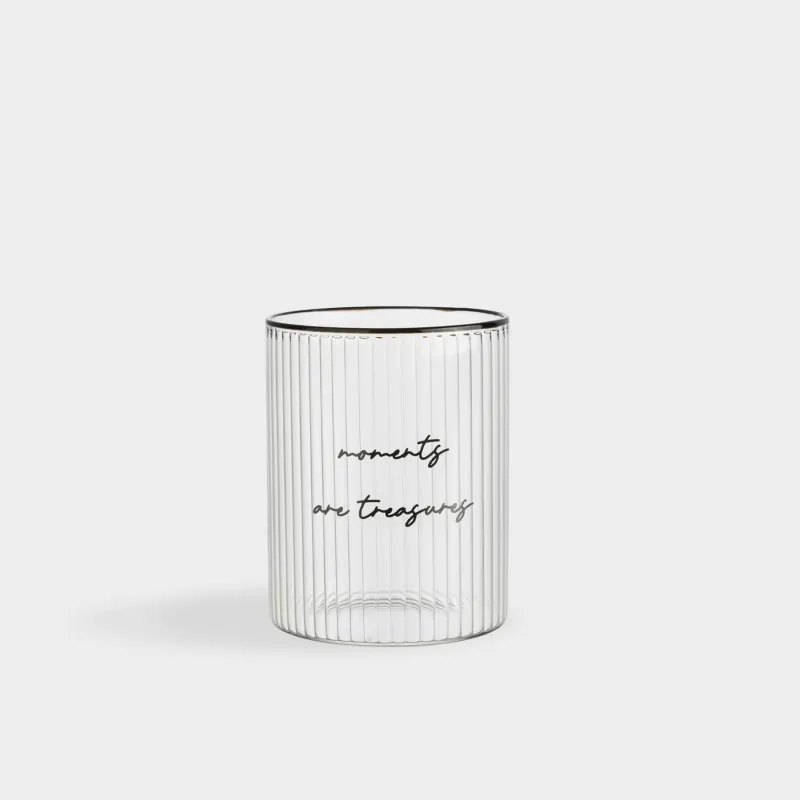 Стакан, 10 см, 420 мл, стекло Р, Moments are treasure, Ribby font