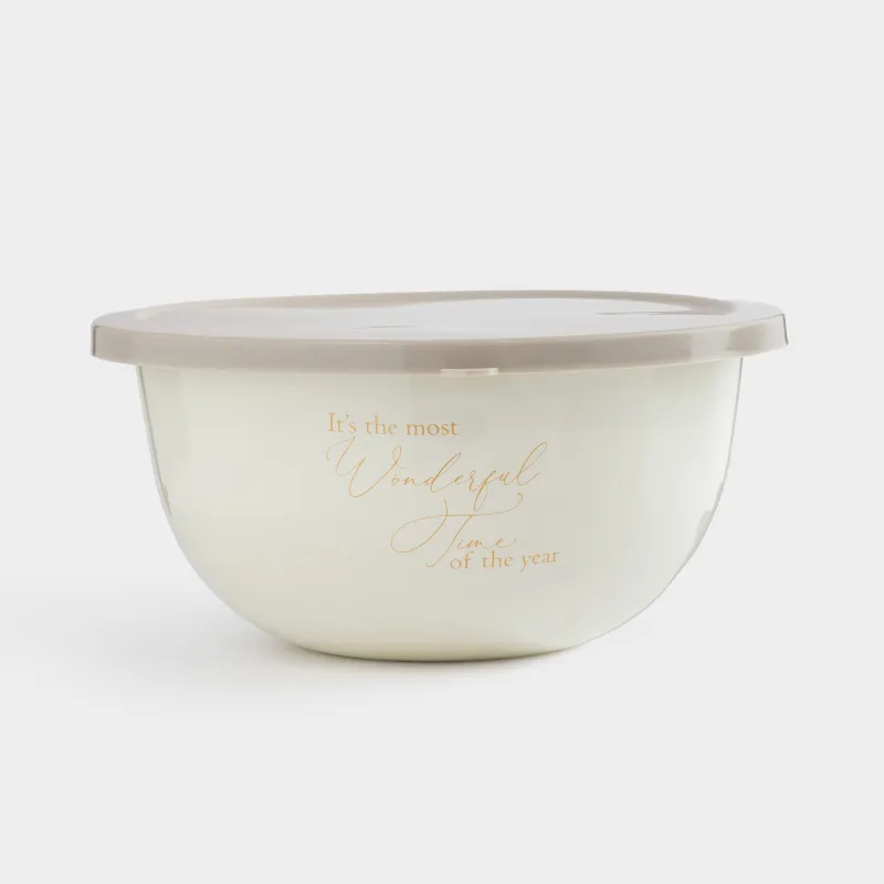 Миска, 1,8 л, с крышкой, металл эмалированный/пластик, молочная, Wonderful Time, Autumn enamel