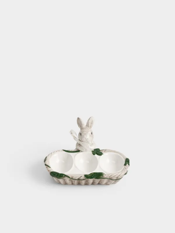 Блюдо пасхальное, 15х8 см, 3 отд, керамика D, молочно-коричневое, Кролик, Easter lace, image-0