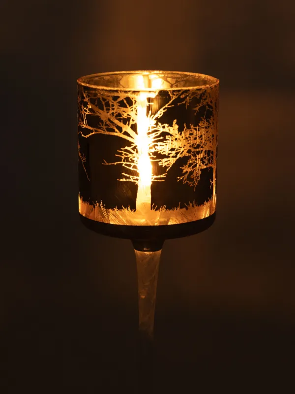 Подсвечник, 20 см, для чайной свечи, Олени в лесу, Winter deer, image-6