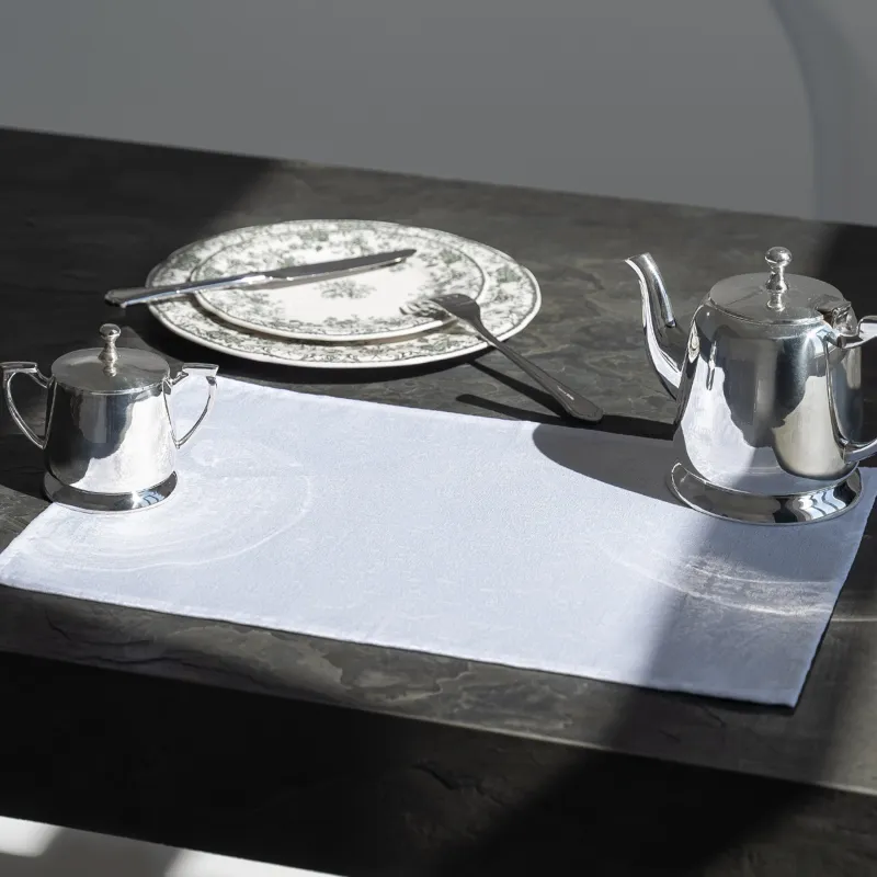 Салфетка под приборы, 30х45 см, полиэстер, прямоугольная, белая, Jacquard