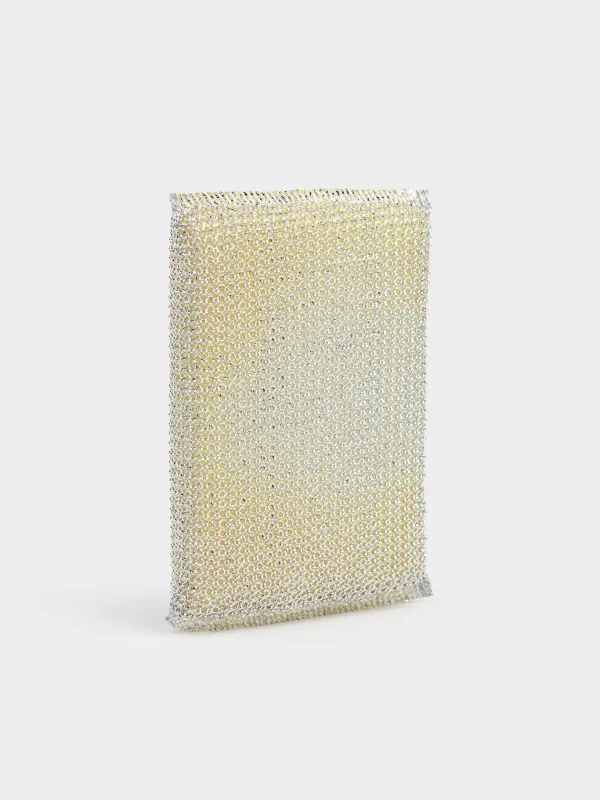 Губка для мытья посуды, 13х9 см, 2 шт, дакрон/поролон, золотистая/серебристая, Clean, image-4