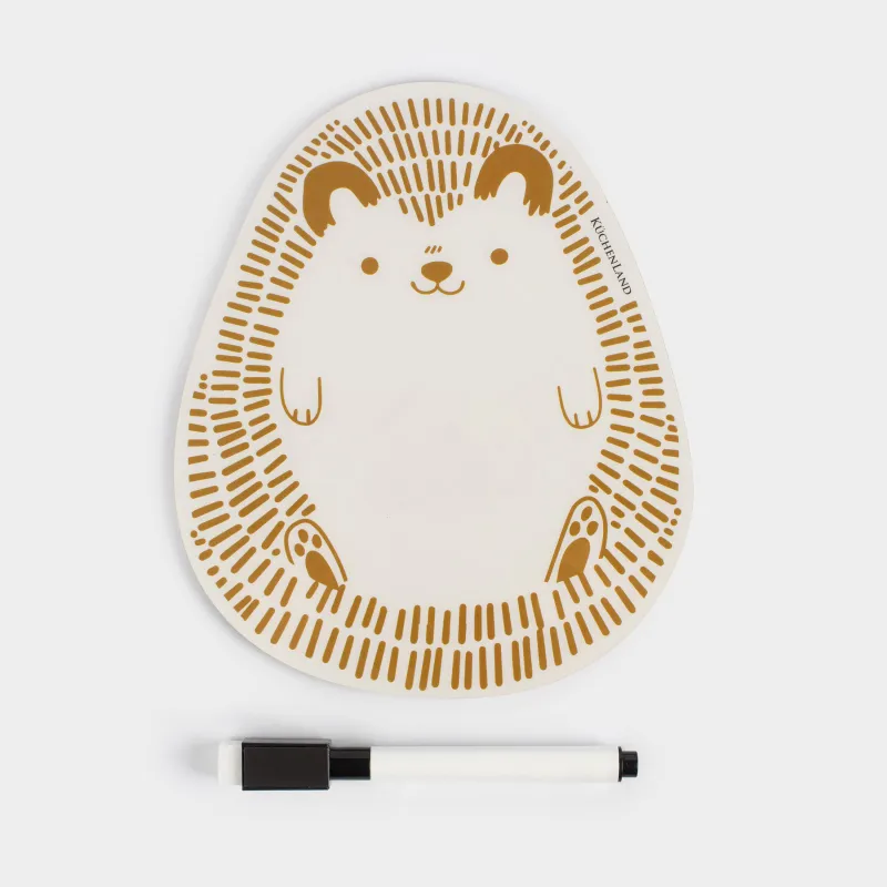 Доска магнитная для записей, 18х12 см, с маркером, пластик, бело-золотистая, Еж, Forest animals