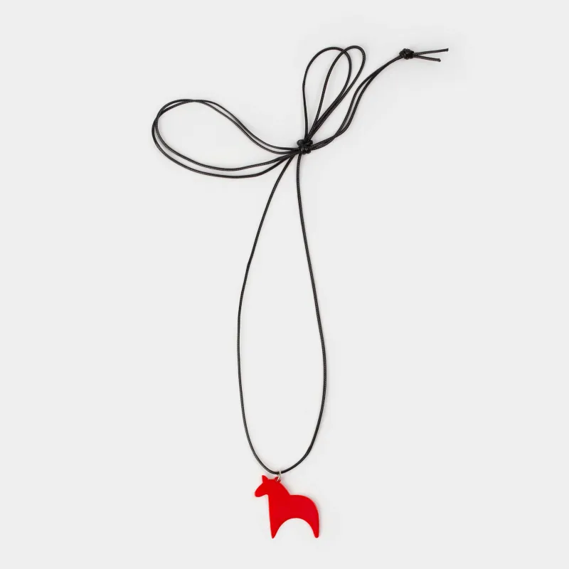 Цепочка-шнурок, 1,5 м, с подвеской, нейлон/акрил, Красная лошадь, Jewelry horse