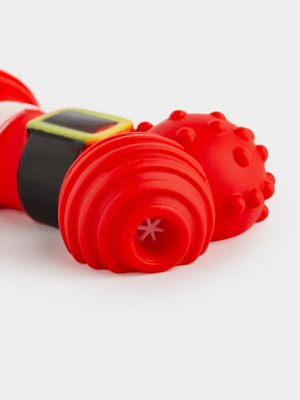 Набор игрушек для собак, 10 см, 2 шт, с пищалкой, резина, красный/зеленый, Кость и елка, Christmas pet, image-2