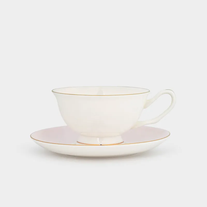 Пара чайная, 1 перс, 2 пр, 220 мл, фарфор F, лиловая, с золотистым кантом, Цветок, Bloome