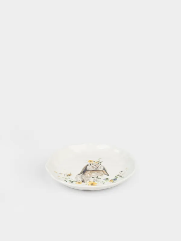 Тарелка закусочная, 23 см, керамика D, белая, Кролик с цветами, Natural Easter, image-2