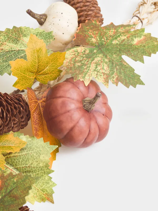 Ветка-гирлянда декоративная, 60 см, пенопласт/полиэстер, Тыквы с шишками, Autumn fusion, image-3
