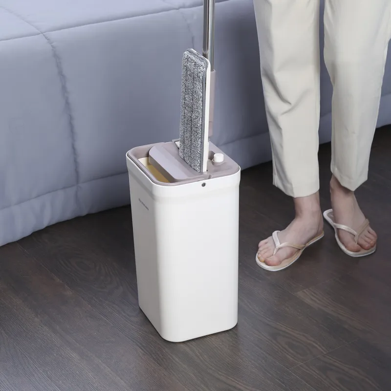 Швабра с ведром, с отжимом и очисткой, прямоугольная, бело-лиловая, Mop, image-5