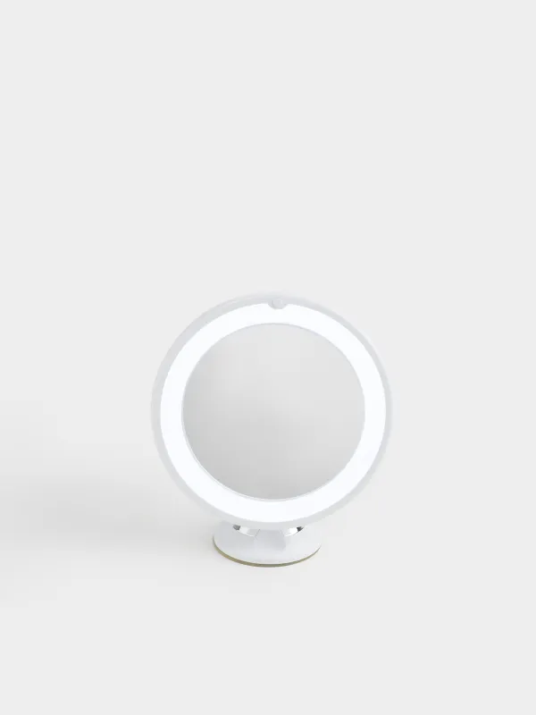 Зеркало подвесное, 19/12 см, увеличительное, с подсветкой, на присоске, пластик, белое, Mirror, image-5