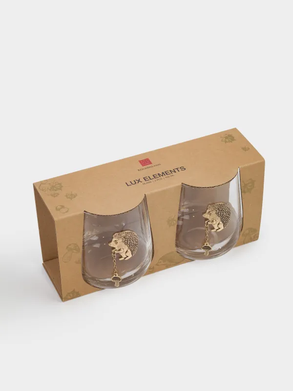Стакан, 9 см, 430 мл, 2 шт, стекло/металл, Золотистый ежик, Lux elements, image-4