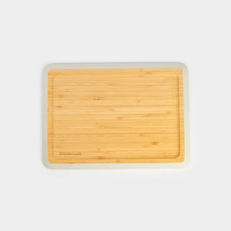 Блюдо, 33x24 см, бамбук, прямоугольное, молочный кант, Bamboo soft