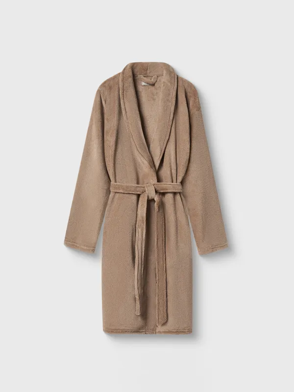Халат женский, домашний, с длинным рукавом, полиэстер, мокко, Drew, image-6