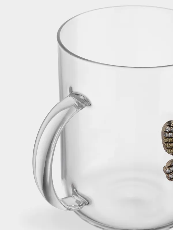 Кружка, 350 мл, стекло Б/металл, с подвеской, Бабочка, Lux elements, image-3
