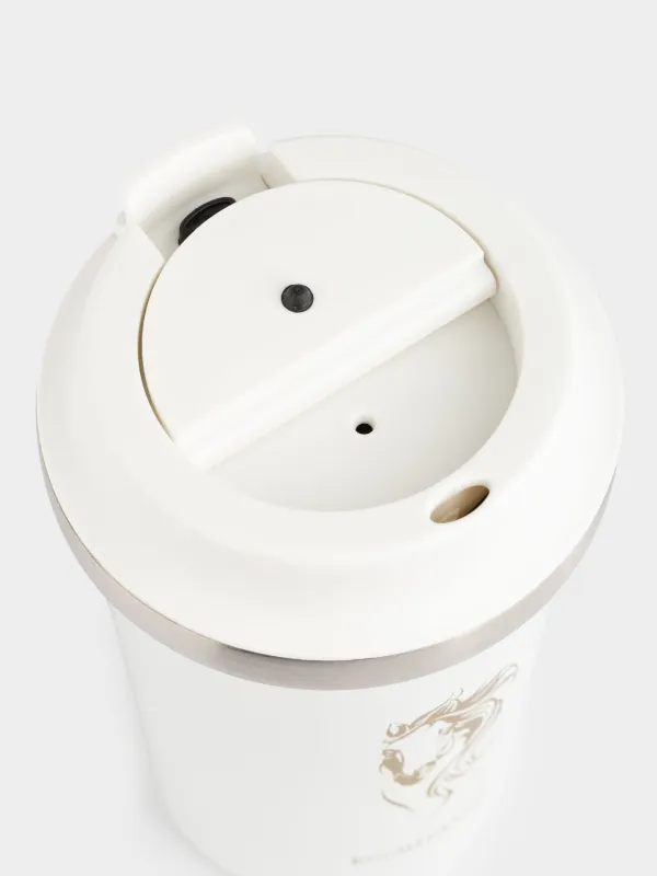 Термокружка, 350 мл, сталь/пластик, белая, Лошадь, Coffee time, image-2