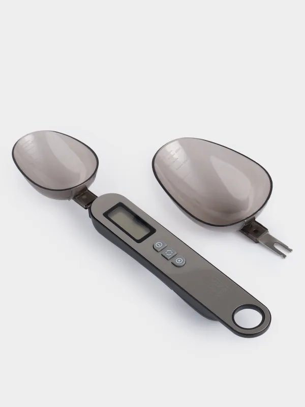 Весы-ложка кухонные, 16 см, 2 насадки, электронные, сталь/пластик, серебристые, Poise, image-1