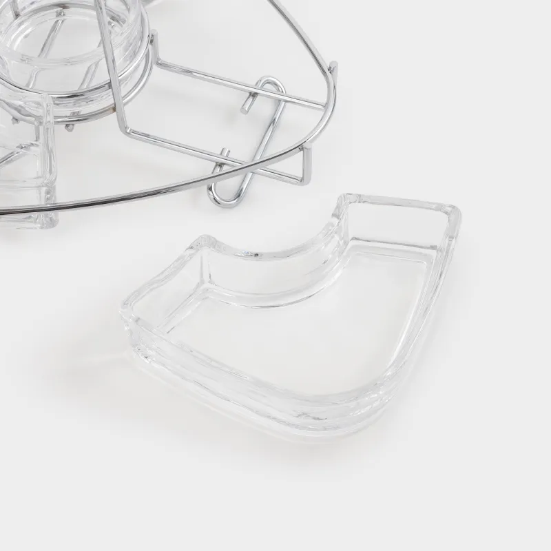 Подставка для закусок, 28x15 см, 3 отд, с ручкой, стекло/сталь, Lamerie, image-3