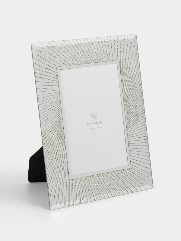 Фоторамка, 17х23 см, стекло, золотистая, Золотистые линии, Actress, image-0