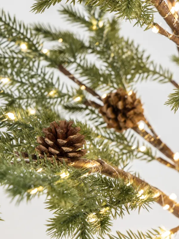 Дерево декоративное, 1,5 м, с подсветкой, с блестками, пластик, Елка с шишками, Conifer decor, image-1