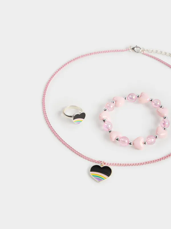 Набор украшений, детский, 3 пр, металл/акрил, Сердце, Views kids , image-0