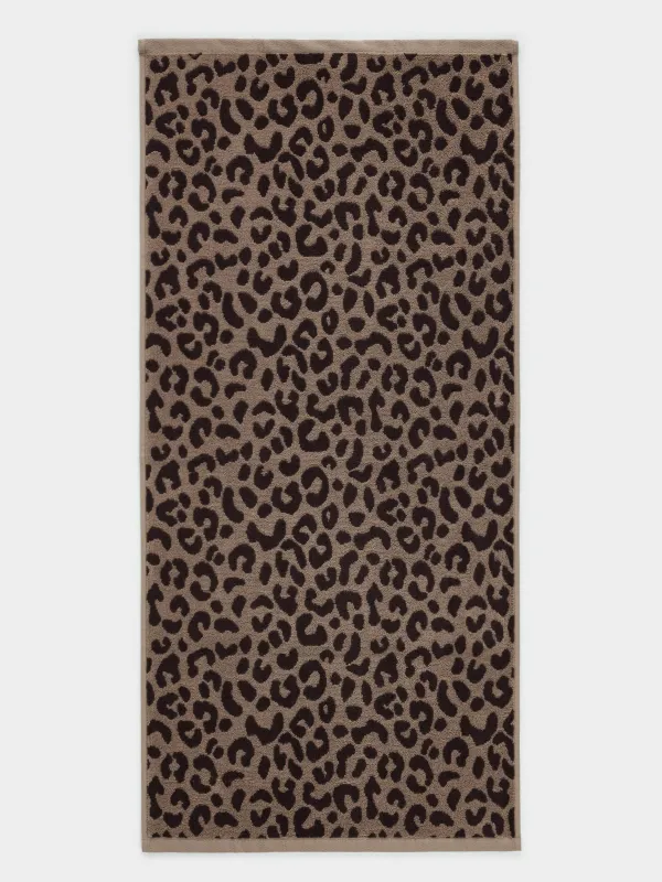 Полотенце, 50х100 см, хлопок, коричневое, Леопардовый принт, Leopard cotton, image-5