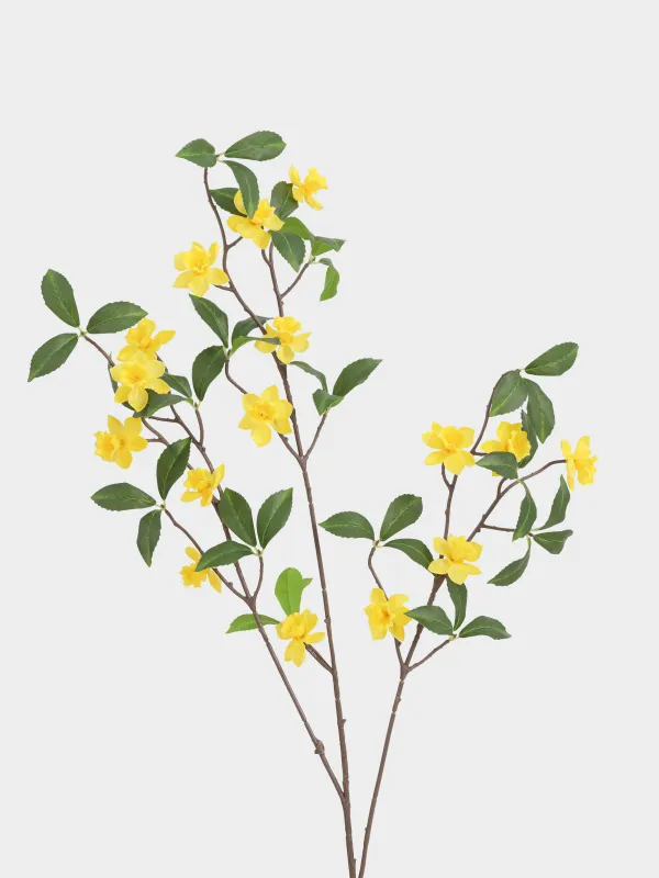 Ветка декоративная, 1 м, пластик/металл, Желтые цветы, Flower garden, image-1