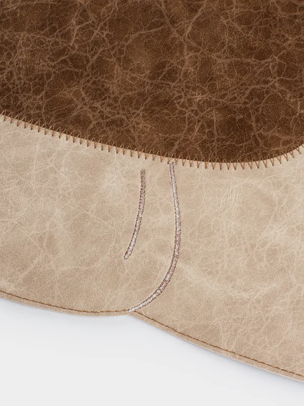 Салфетка под приборы, 40х45 см, ПВХ/полиэстер, фигурная, бежево-коричневая, Грибы, Rock shape, image-2