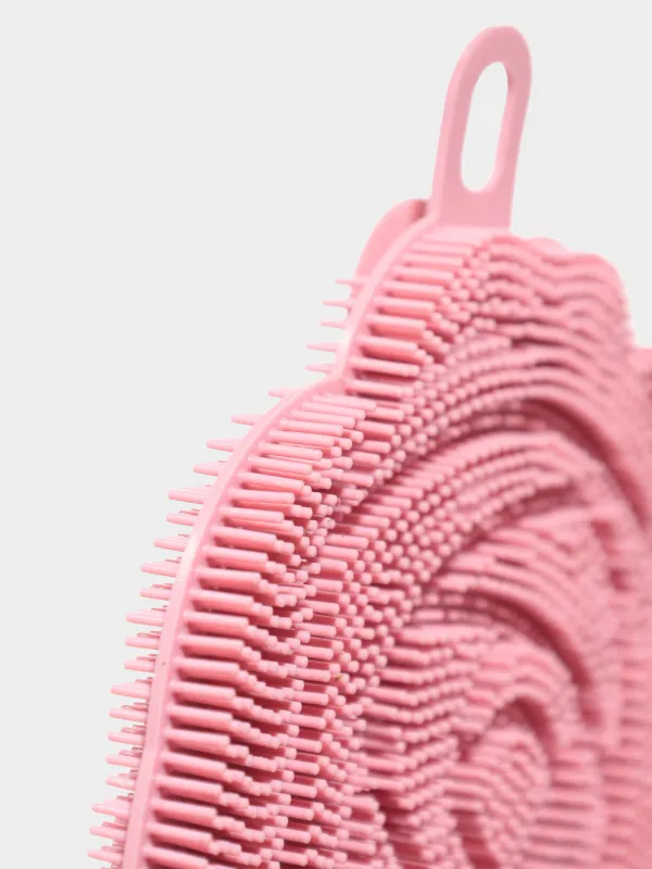 Губка для мытья посуды, 13х11 см, силикон, пудровая, Роза, Manny, image-2