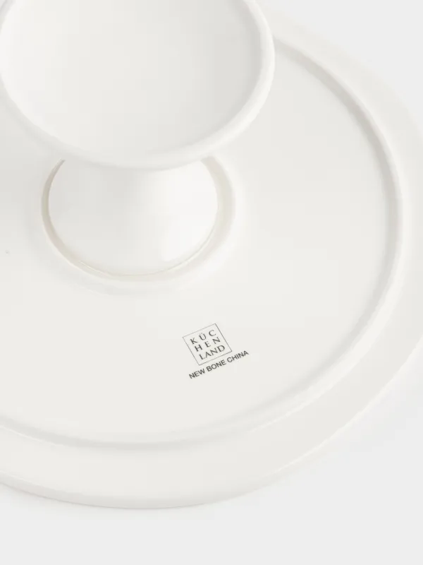 Блюдо на ножке, 25х11 см, фарфор N, бело-золотистое, Кинцуги, Revival, image-4