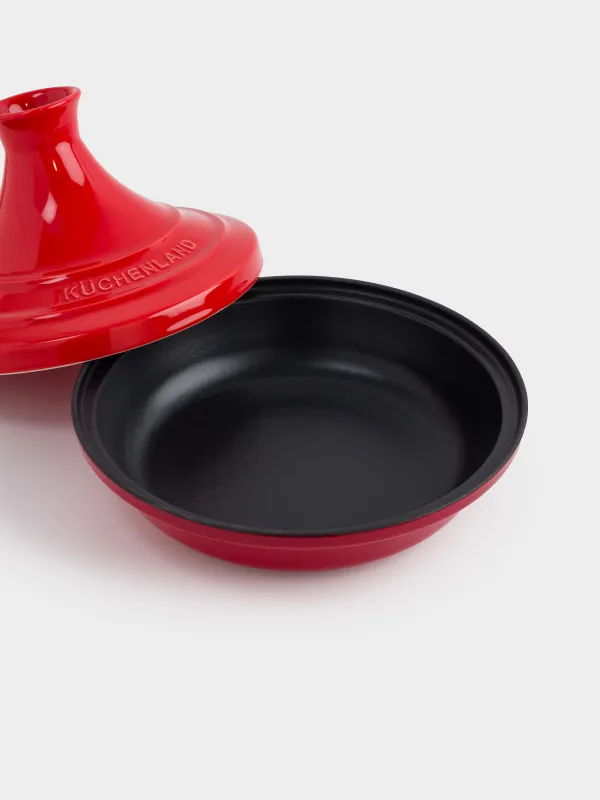 Тажин, 28 см, 2,2 л, с крышкой, чугун/керамика, красный, Bright, image-3