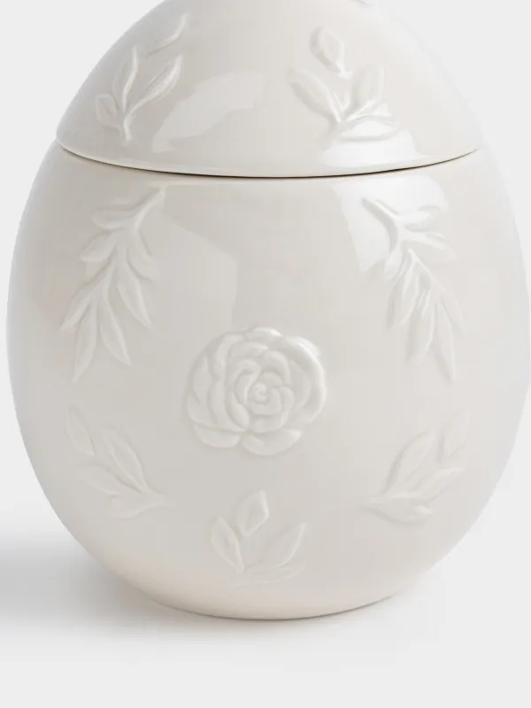 Емкость для хранения, 14х20 см, 1,2 л, керамика D, молочная, Кролик с цветами, Rabbit pattern, image-2