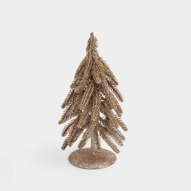 Ель искусственная, 20 см, на подставке, полиэтилен/металл, шампань, Champagne style