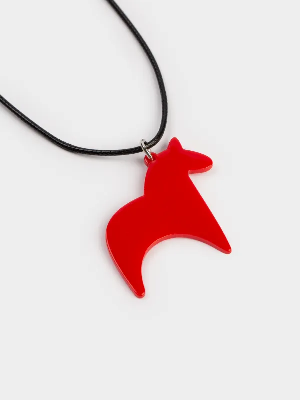 Цепочка-шнурок, 1,5 м, с подвеской, нейлон/акрил, Красная лошадь, Jewelry horse, image-1