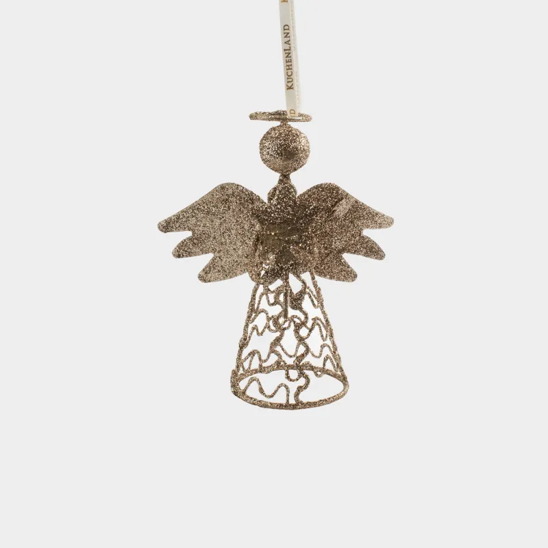 Игрушка елочная, 15 см, металл, шампань, Ангел, Angel sparks
