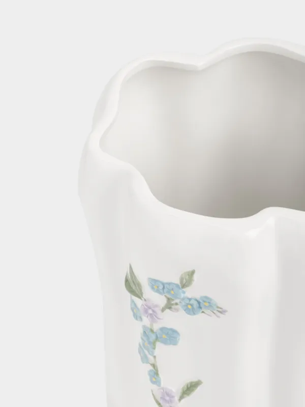 Ваза для цветов, 20 см, керамика D, белая, Незабудка, Crumple flower, image-3