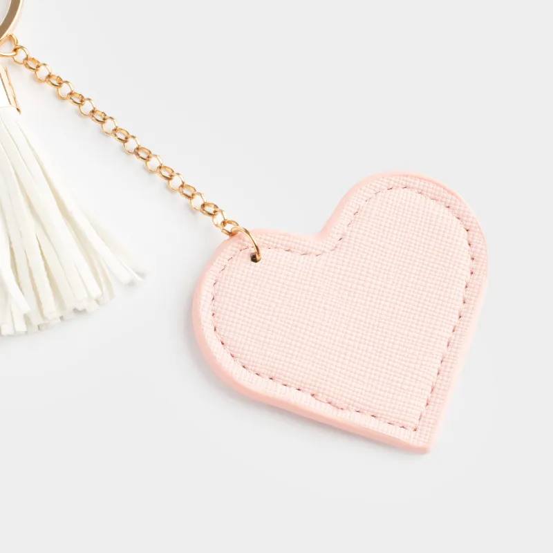 Брелок, 12 см, с кисточкой, полиуретан/металл, розовый, Сердце, Keychain heart, image-4