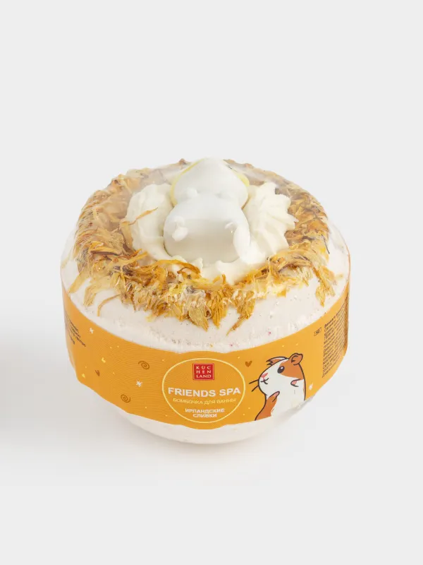 Бомбочка для ванны, 130 гр, с игрушкой, бежевая, Ирландские сливки, Хомяк, Friends spa, image-1