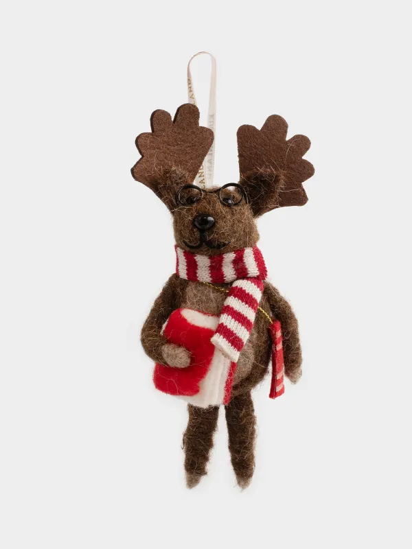 Игрушка елочная, 10x15 см, полиэстер, коричневая, Олень, Figure Christmas Fuzz, image-4