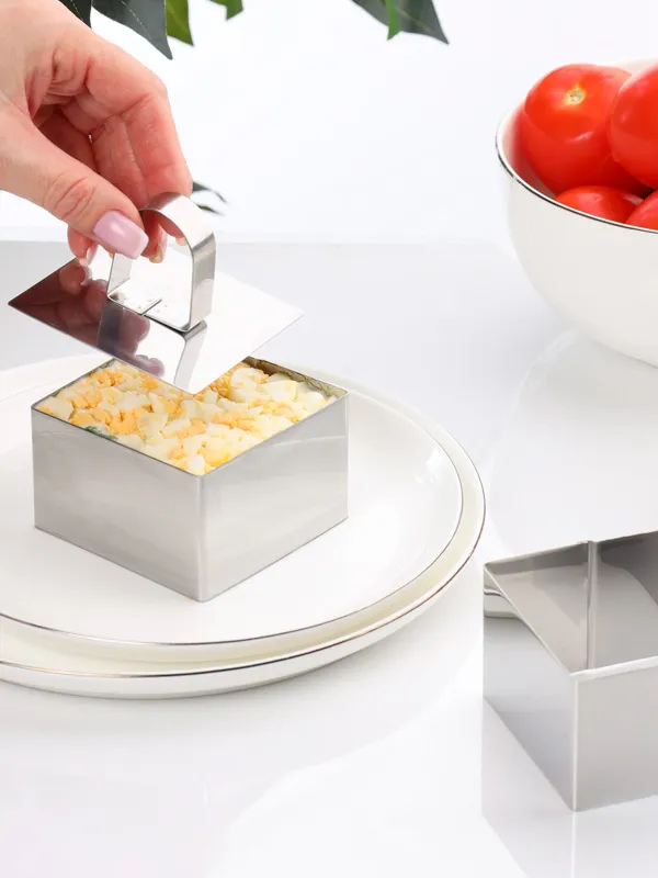 Форма для салата и гарнира, 8 см, 2 шт, с прессом, сталь, Квадрат, Classic, image-5