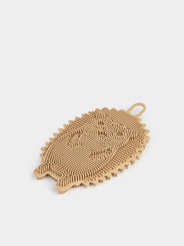 Губка для мытья посуды, 14х9 см, силикон, бежевая, Ежик, Manny, image-4