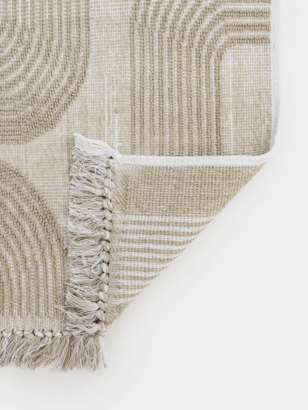 Коврик, 50x80 см, с бахромой, хлопок, песочный, Абстракция, Textured, image-4