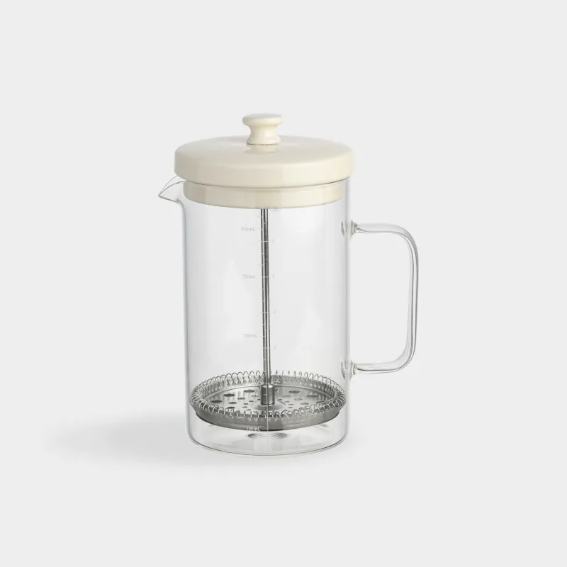 Френч-пресс, 950 мл, с мерной шкалой, стекло Б/сталь/керамика, молочный, Milk kitchen